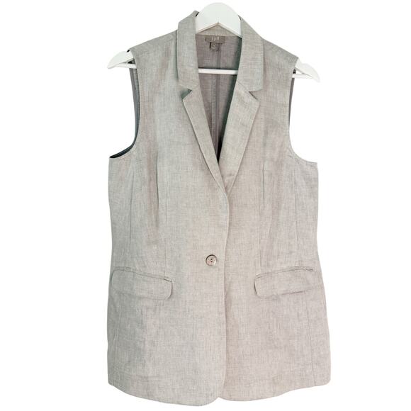 J. Jill Grey Silver Linen Blend Vest - Size Medium - Picture 1 of 6